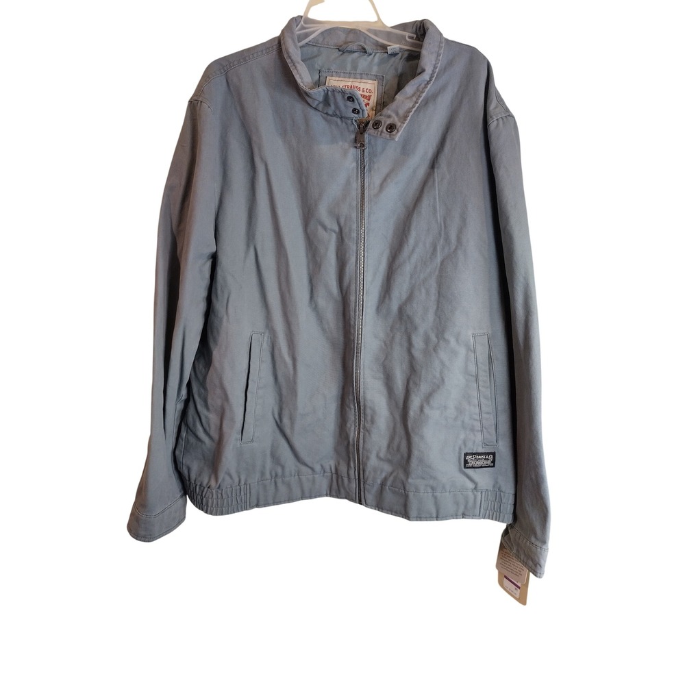 Levis Mens Harrington Jacket XXL Blue Gray Durable Cotton Full Zip LM4RC035